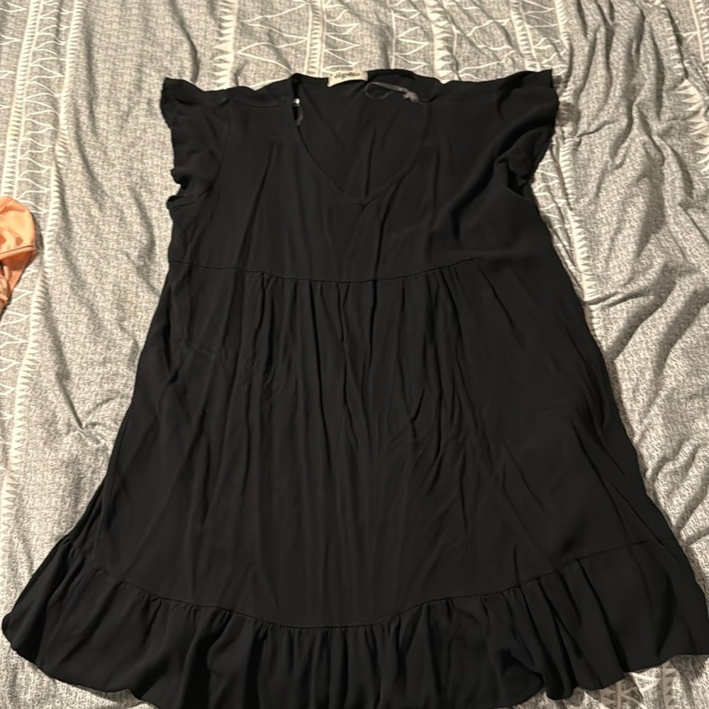 Black ruffle style dress, worn one time, great condition